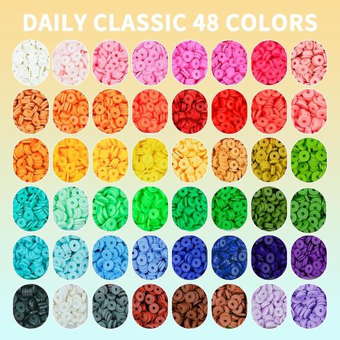 Friendship Bracelet Kit, 14,000pcs 48 Colors Clay Beads for Jewelry Making in Kuwait