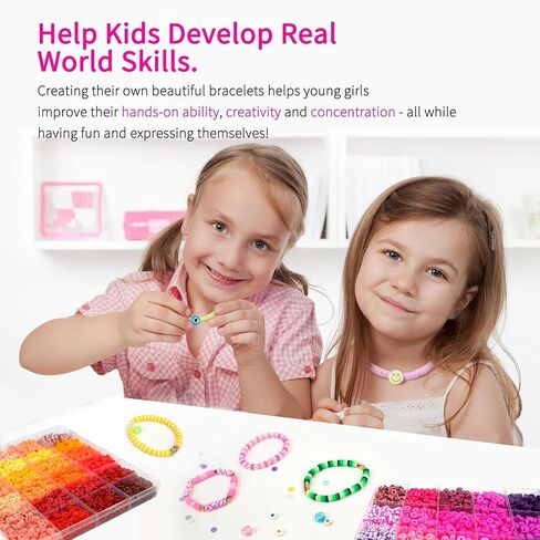 Friendship Bracelet Kit, 14,000pcs 48 Colors Clay Beads for Jewelry Making in Kuwait