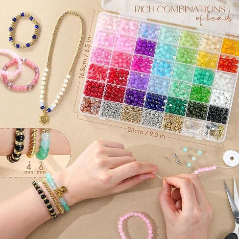 1425Pcs Glass Beads for Jewelry Making, 36 Colors Bracelet Making kit in Kuwait
