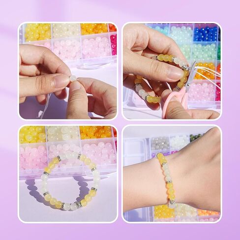 1425Pcs Glass Beads for Jewelry Making, 36 Colors Bracelet Making kit in Kuwait
