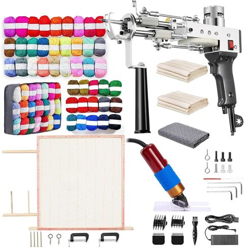 BESGEER 2025 Rug Tufting Gun Starter Kit with Frame with Trimmer - Rug Tufting with Carpet Trimmer Kit with Tufting Frame, 2 in 1 Cut & Loop Pile Gun& Carpet Carving Clippers（Black） in Kuwait