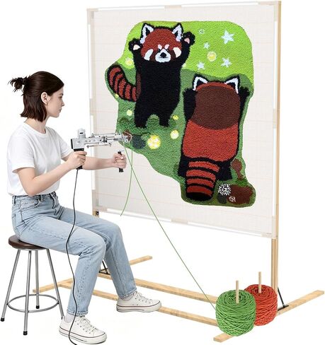Kerty Extra Large Tufting Frame, 59" × 43" Wooden Tufting Frame for Rug Making, A Safer Tufting Cloth Stand Using Plastic U-Shaped Channels Instead of Nails in Kuwait