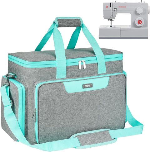 Sewing Machine Carrying Case Bag Compatible with Most Standard Singer,Brother,Janome with Multiple Storage Pockets,Travel Tote Bag with Shoulder Strap for Sewing Machine and Supplies(Grey/Green) in Saudi Arabia