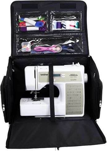 Everything Mary XL Rolling Sewing Machine Case – Black Craft Bag with 4 Wheels – Portable Organizer in Saudi Arabia