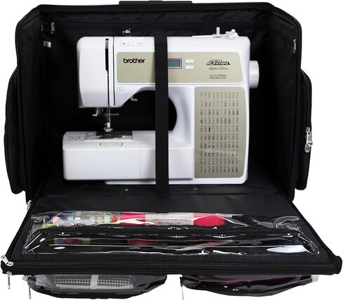 Everything Mary XL Flat-Top Rolling Sewing Machine Case – Black Quilted Craft Bag with Wheels – Portable Storage Organizer for Sewing, Scrapbooking & Craft Supplies in Saudi Arabia