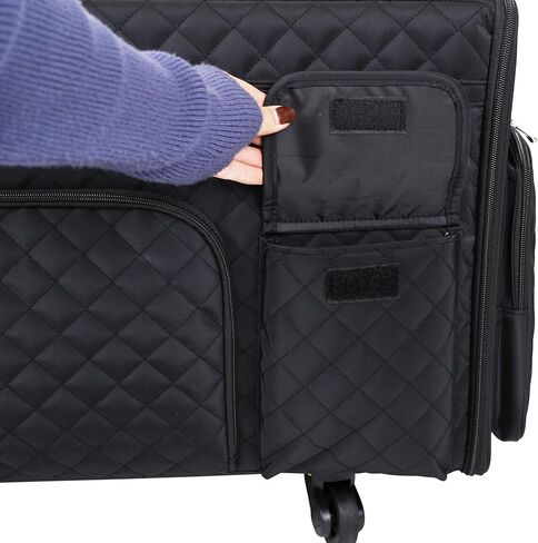 Everything Mary XL Flat-Top Rolling Sewing Machine Case – Black Quilted Craft Bag with Wheels – Portable Storage Organizer for Sewing, Scrapbooking & Craft Supplies in Saudi Arabia