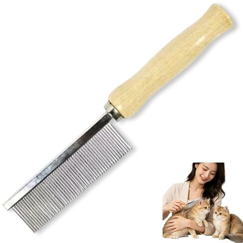 Pet Grooming Comb for Long Haired Cats and Dogs with Wooden Handle in Saudi Arabia