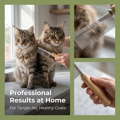Pet Grooming Comb for Long Haired Cats and Dogs with Wooden Handle in Saudi Arabia