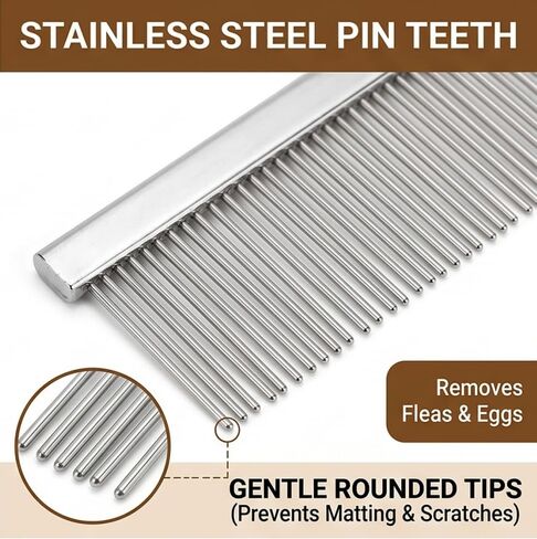 Pet Grooming Comb for Long Haired Cats and Dogs with Wooden Handle in Saudi Arabia