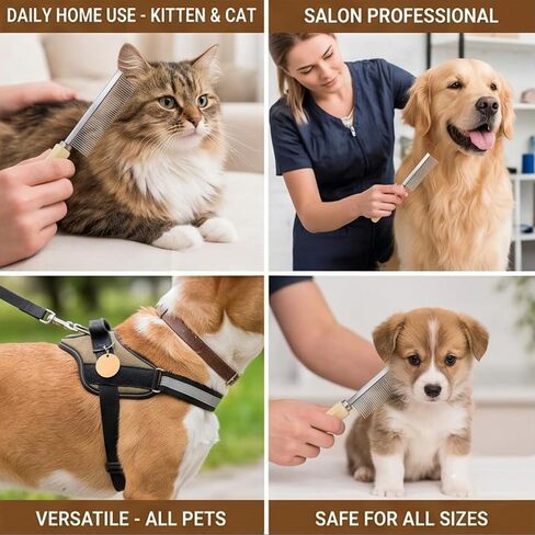 Pet Grooming Comb for Long Haired Cats and Dogs with Wooden Handle in Saudi Arabia
