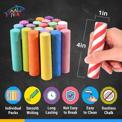 200PCS Sidewalk Chalks for Kids, 6 Styles in 15 Colors Jumbo Chalk Bulk in Saudi Arabia