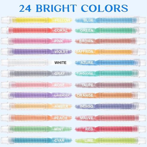 Dustless Chalk for Kids, 24 Colors Washable Sidewalk Chalk with Holder in Saudi Arabia