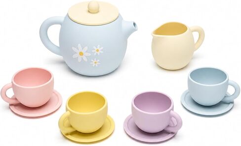 LITTLE RAWR Silicone Tea Set for Toddlers, 11 Piece Pretend Play Set in Kuwait