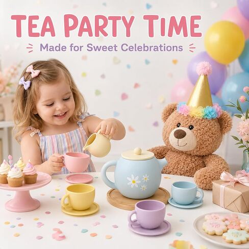 LITTLE RAWR Silicone Tea Set for Toddlers, 11 Piece Pretend Play Set in Kuwait