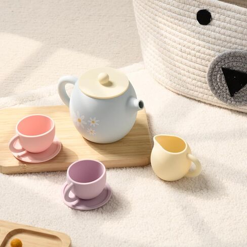 LITTLE RAWR Silicone Tea Set for Toddlers, 11 Piece Pretend Play Set in Kuwait