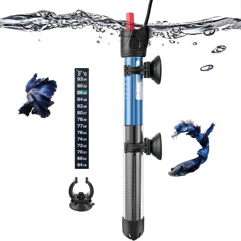 Hitop 25W/50W/100W/300W Adjustable Aquarium Heater, Submersible Glass Water Heater for 5 – 70 Gallon Fish Tank (50W) in Kuwait