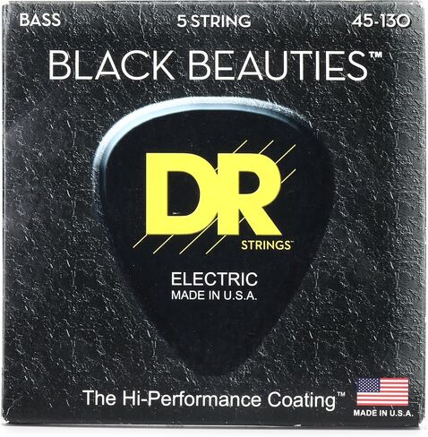 DR Strings BLACK BEAUTIES Black Coated 5-String Bass Strings Medium (45-130) in Saudi Arabia