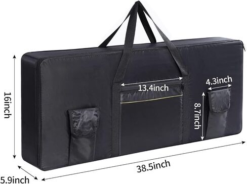 61 Key Keyboard Case, Keyboard Bag 38.5"x16"x5.9" Portable Water Repellency Keyboard Carrying Case with 3 Pockets (61 key keybord cover) in Kuwait