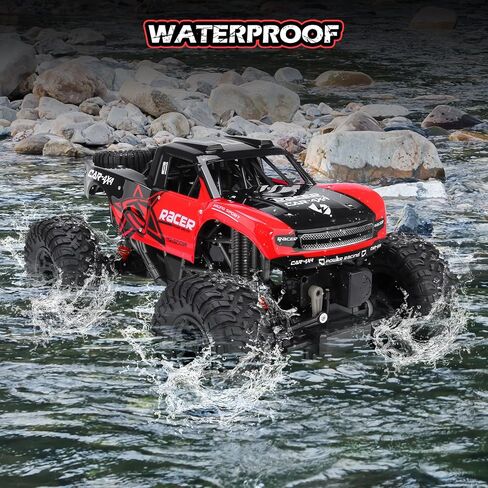 RC Trucks 4x4 Offroad Waterproof - 1:12 Scale Large Amphibious Remote Control Car, Dual Motors Crawler Vehicle, Monster Truck Toys with 2 Rechargeable Batteries, Best Gift for Kids Adults in Kuwait