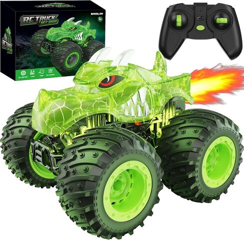 BAODLON Remote Control Monster Car, 2.4GHz RC Monster Trucks Toys for 3 4 5 6 7 8 Years Old Boys Kids, All Terrain RC Truck Off Road with Spray, Light, Rechargeable Battery, Christmas Birthday Gifts in Saudi Arabia