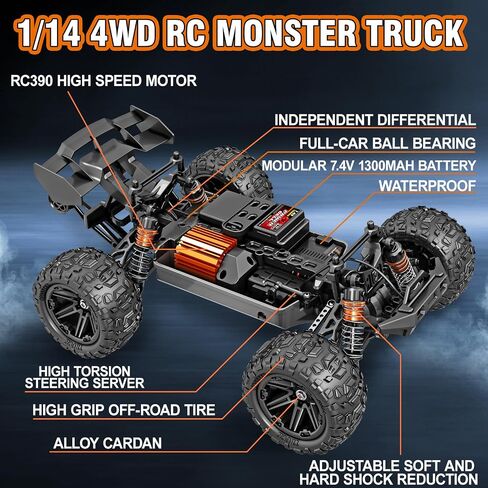 Rc Cars 1:14 All Terrain RC Car for Adults & Boys, 4WD Off-Road 40+ KPH in Saudi Arabia