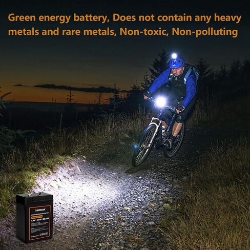 NERMAK 6V 4.5Ah Lithium LiFePO4 Battery 2 Pack, 2000+ Cycles Rechargeable Lithium Iron Phosphate Battery for Emergency Light, Game Feeder, Kids Ride On Car and More with BMS (F1 Terminals) in Kuwait