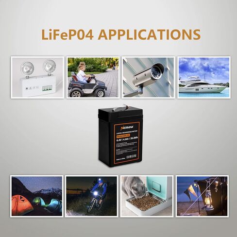 NERMAK 6V 4.5Ah Lithium LiFePO4 Battery 2 Pack, 2000+ Cycles Rechargeable Lithium Iron Phosphate Battery for Emergency Light, Game Feeder, Kids Ride On Car and More with BMS (F1 Terminals) in Kuwait