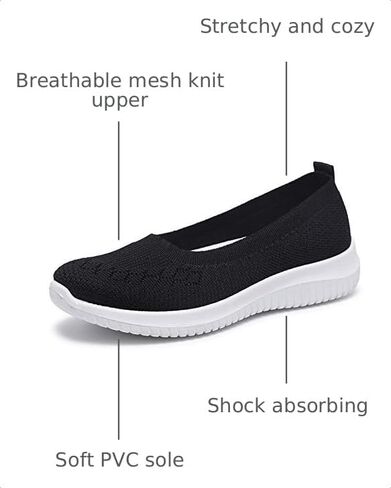 WILLFUN Women’s Breathable Walking Shoes-Slip On Mesh Knitted Flats Soft Gym Sneakers Flexible Lightweight Casual Easy Shoes in Kuwait