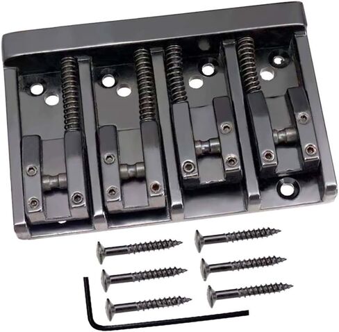 Vintage 4 String Bass Bridge Tailpiece A-style Roller Saddle Bridge Top Load or String Through Body (Black) in Kuwait