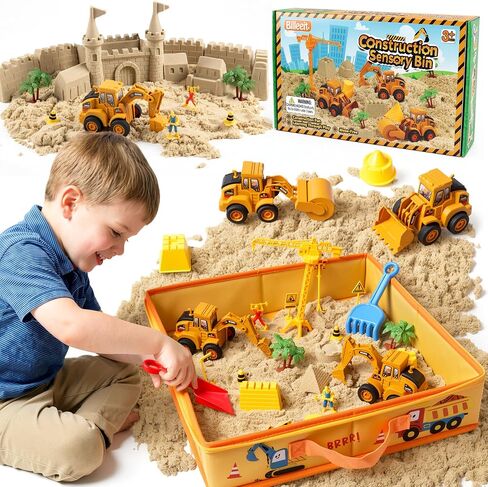 Billeeit Sand Construction Kit w/Sand Box, Sand, Trucks & Tools 30+Pcs in Kuwait