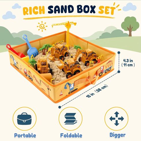 Billeeit Sand Construction Kit w/Sand Box, Sand, Trucks & Tools 30+Pcs in Kuwait