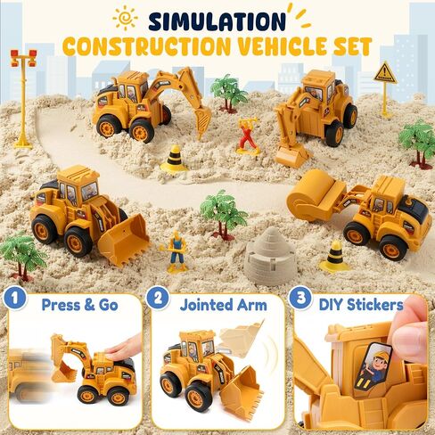 Billeeit Sand Construction Kit w/Sand Box, Sand, Trucks & Tools 30+Pcs in Kuwait