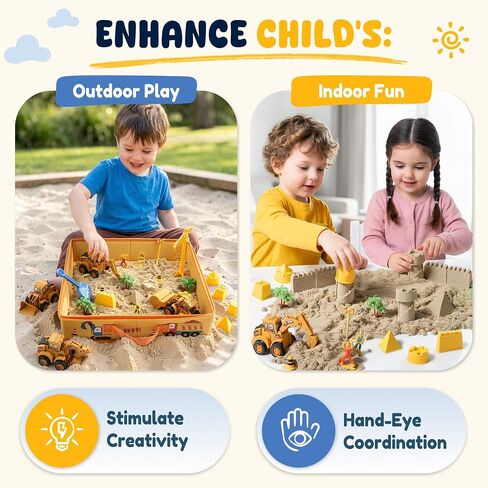 Billeeit Sand Construction Kit w/Sand Box, Sand, Trucks & Tools 30+Pcs in Kuwait