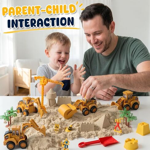 Billeeit Sand Construction Kit w/Sand Box, Sand, Trucks & Tools 30+Pcs in Kuwait