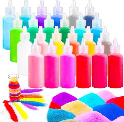Niurewan 24 PCS Art Sand,1.25oz Bottles,DIY Sand Arts and Crafts Kit,Scenic Sand for Kids,Colored Sand Kit for Wedding Decor,Painting,Crafts in Saudi Arabia