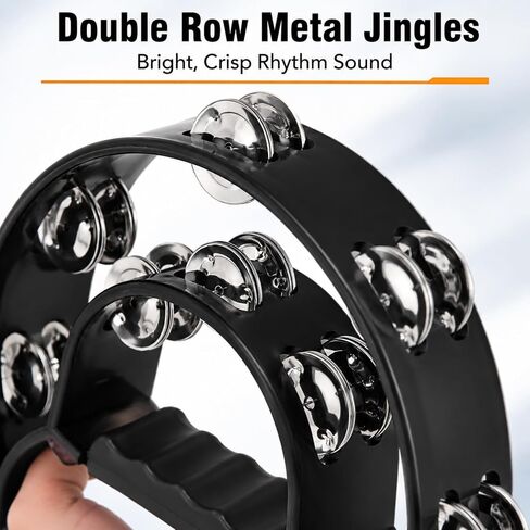 4 PCS Foot Tambourine for Adults, Black Foot Percussion Instruments with Metal Steel Jingle Bell for Guitar Drum Accessory Instrument in Kuwait