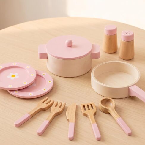 Compact Wooden Play Cooking Playset , Blue , 24 15.3 7.4 Cm in Saudi Arabia