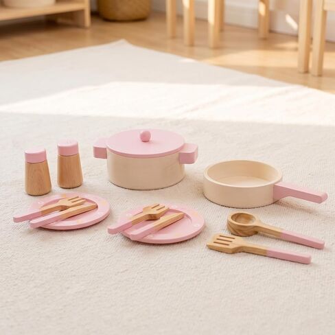 Compact Wooden Play Cooking Playset , Blue , 24 15.3 7.4 Cm in Saudi Arabia