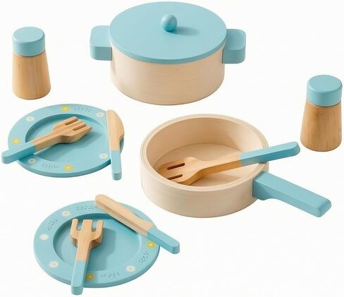Tabletop Wooden Play Cooking Playset , Blue , 24 15.3 7.4 Cm in Saudi Arabia