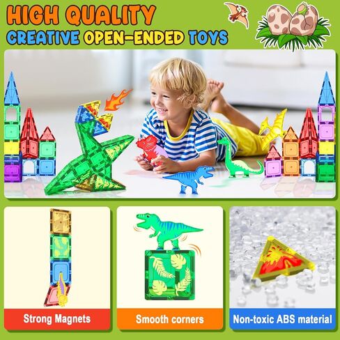 Dinosaur Toys Magnetic Tiles - Magnet Building Blocks for Toddler Kids 3+ in Kuwait