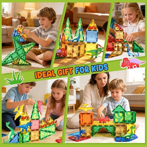 Dinosaur Toys Magnetic Tiles - Magnet Building Blocks for Toddler Kids 3+ in Kuwait
