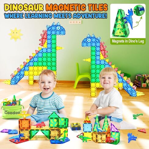 Dinosaur Toys Magnetic Tiles - Magnet Building Blocks for Toddler Kids 3+ in Kuwait