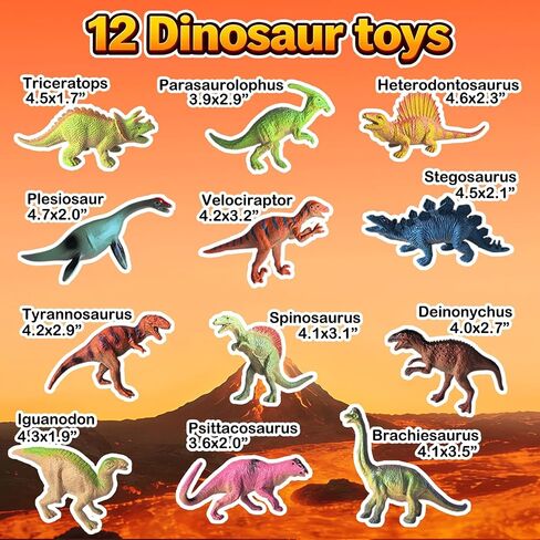 12 Pcs Realistic Small Dinosaur Figure Toys for Kids 3-5 in Kuwait