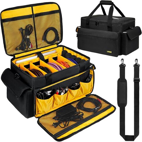 LEFOR·Z Large DJ Equipment Gig Bag Cable File Organizer Bag with Detachable Dividers and Padded Bottom,Travel Music Bag for Professional DJ Gear,Sound Equipment, Musical Instrument and Accessories in Kuwait