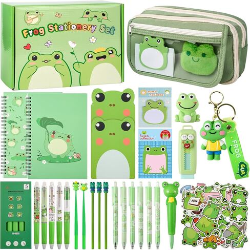 Ulema 52pcs Cute Frog Stationery Set Frog Gifts for Boys Girls Birthday Back to School and Classroom Rewards Office Supplies with Frogs Stuff. in Saudi Arabia