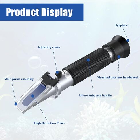 Salinity Refractometer with ATC, 0-100PPT & 1.000-1.070 SG, Aquarium Tester in Kuwait