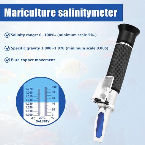 Salinity Refractometer with ATC, 0-100PPT & 1.000-1.070 SG, Aquarium Tester in Kuwait