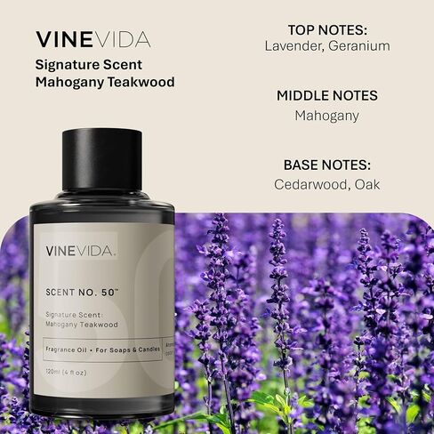 VINEVIDA [4oz] Mahogany Teakwood Fragrance Oil for Candle Making and Soap Making - Premium Candle Scents for Soy Candles in Kuwait