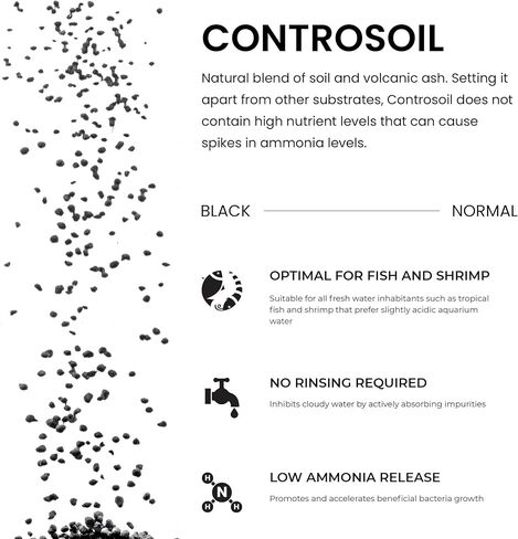 Ultum Nature Systems Controsoil - Freshwater Aqua Soil Substrate for Fish, Shrimp, Live Plant Propagation and Aquascaping - 6.8pH Low Ammonia, Volcanic Ash - Black, Normal (3 Liter) in Kuwait