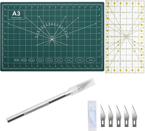 A3 Self Healing Cutting Mat Kit with Quilting Ruler & Craft Knife and 5 Replacement Blades, 12x18" Double Sided, For Sewing Quilting Craft DIY in Saudi Arabia